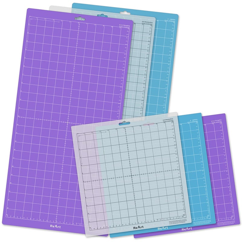 ReArt Cutting Mat Variety 6 Packs for Silhouette Cameo 4/3/2/1 - Strong Grip, Standard Grip, Light Grip, 12in x 12in x 3 Packs, 12in x 24in x 3 Packs. - Image 1